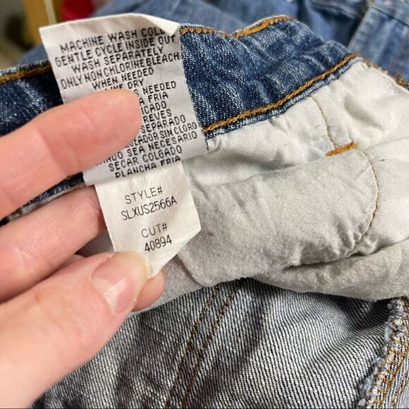 VTG Lei Y2k Blue Denim Low Rise Ashley Jeans Orange Floral Boho Embroidery 15 - Picture 12 of 14